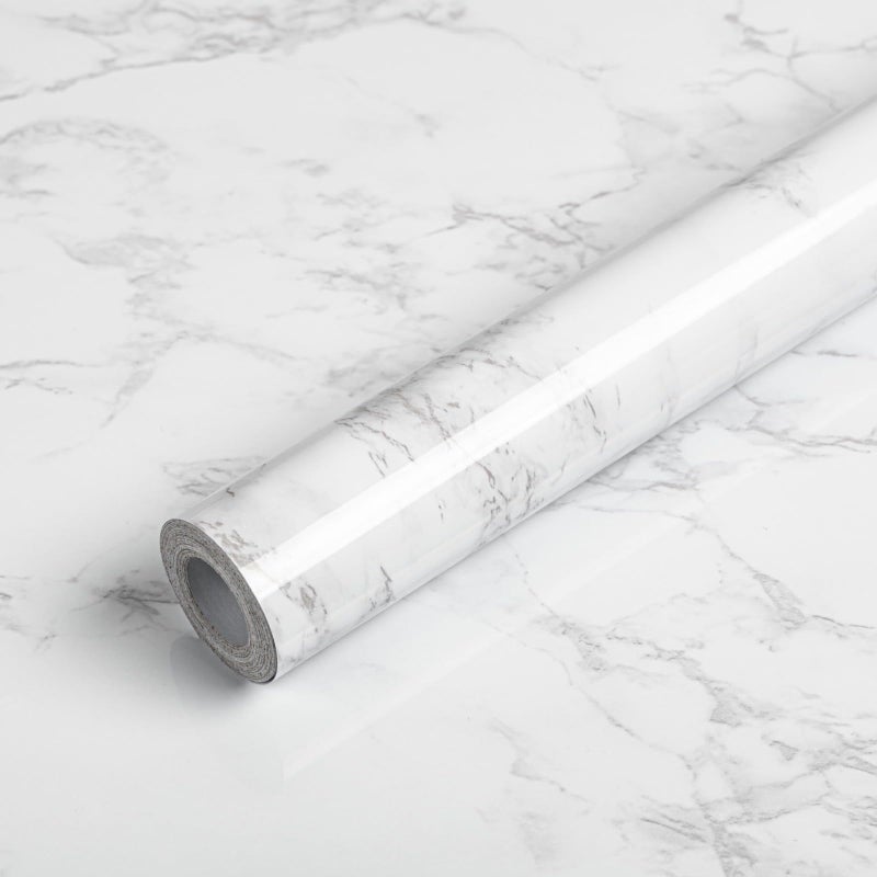 Abyssaly Marble Contact Paper for Countertops, White Gray Faux Marble Wallpaper Peel and Stick, Self Adhesive Removable Wall Paper for Kitchen Backsplash 15.7" X 236.2" - Image 1